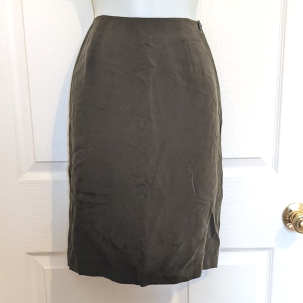 Jones New York Olive Silk Skirt